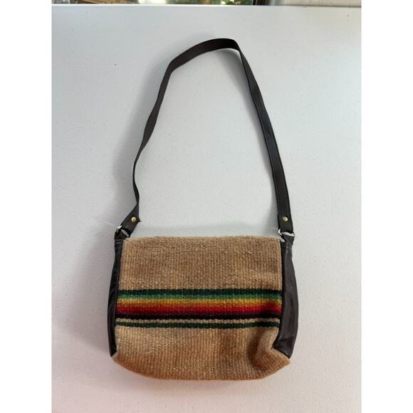 El Paso Shoulder Bag Saddleblanket Co. Southwest Aztec 90% Wool Brown Multicolor - Picture 2 of 12